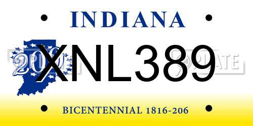 XNL389 Indiana License Plate