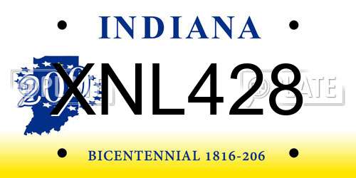 XNL428 Indiana License Plate