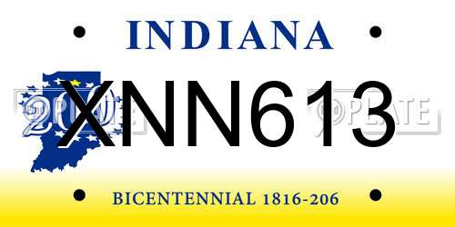 XNN613 Indiana License Plate