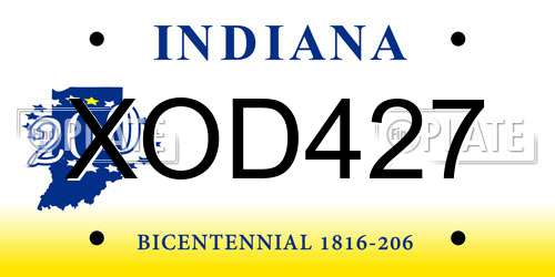 XOD427 Indiana License Plate