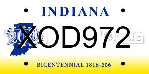 XOD972 Indiana License Plate