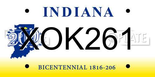 XOK261 Indiana License Plate