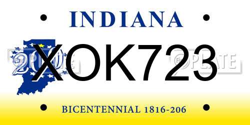 XOK723 Indiana License Plate