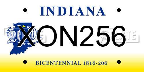 XON256 Indiana License Plate