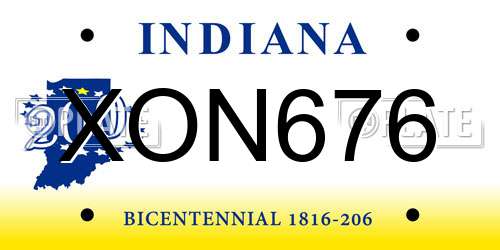 XON676 Indiana License Plate