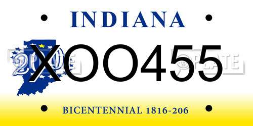 XOO455 Indiana License Plate