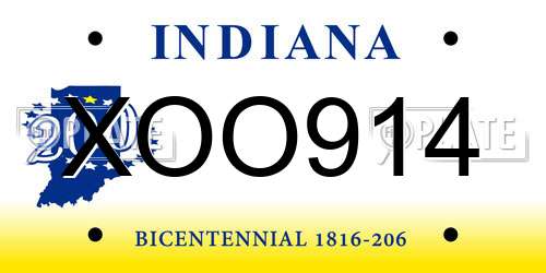 XOO914 Indiana License Plate