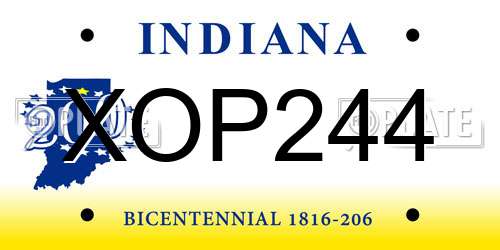 XOP244 Indiana License Plate