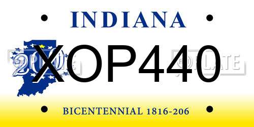 XOP440 Indiana License Plate