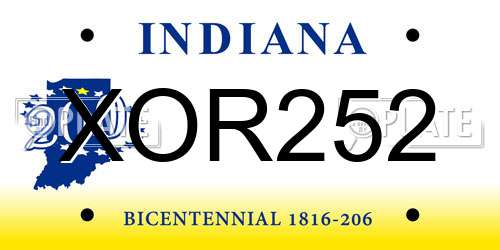 XOR252 Indiana License Plate