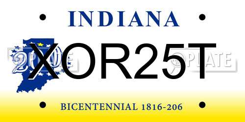 XOR25T Indiana License Plate