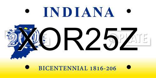 XOR25Z Indiana License Plate