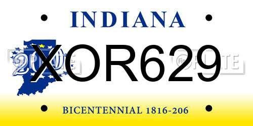XOR629 Indiana License Plate