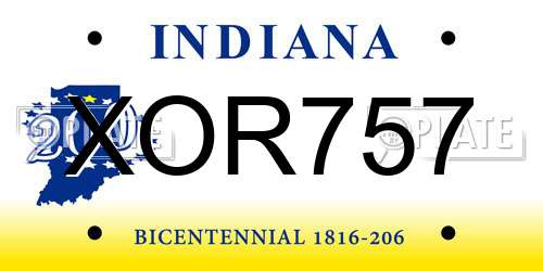 XOR757 Indiana License Plate