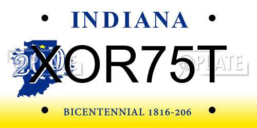 XOR75T Indiana License Plate