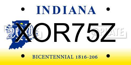 XOR75Z Indiana License Plate