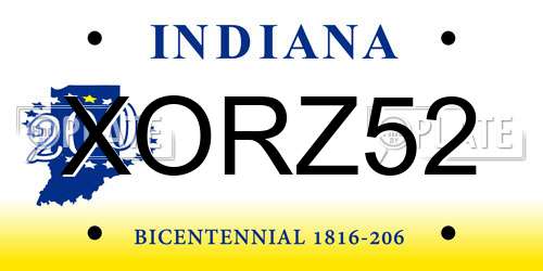 XORZ52 Indiana License Plate