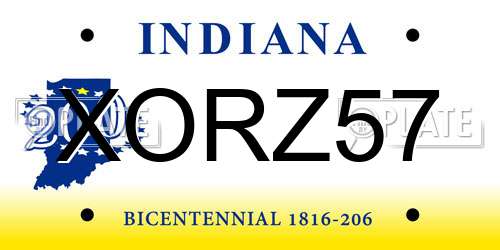 XORZ57 Indiana License Plate