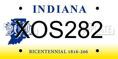 XOS282 Indiana License Plate