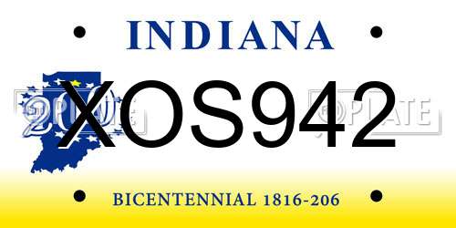 XOS942 Indiana License Plate