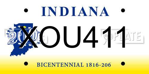 XOU411 Indiana License Plate