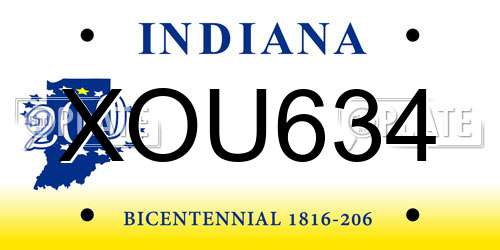 XOU634 Indiana License Plate