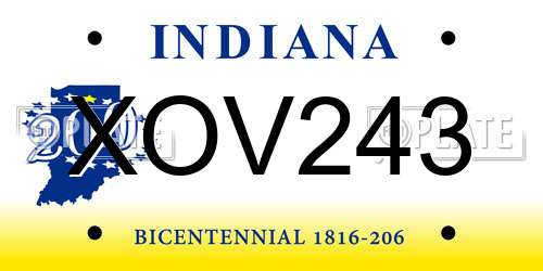 XOV243 Indiana License Plate