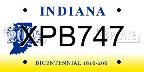 XPB747 Indiana License Plate