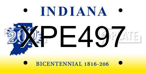 XPE497 Indiana License Plate