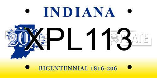 XPL113 Indiana License Plate