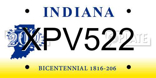 XPV522 Indiana License Plate
