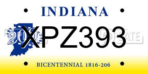 XPZ393 Indiana License Plate