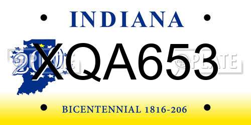 XQA653 Indiana License Plate