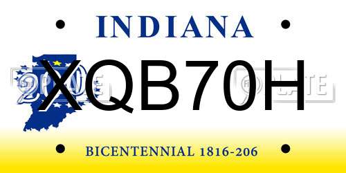 XQB70H Indiana License Plate