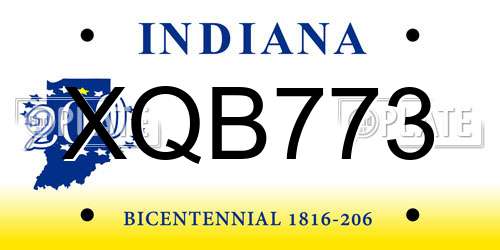 XQB773 Indiana License Plate