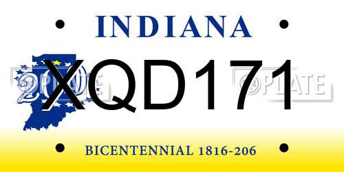 XQD171 Indiana License Plate