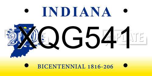 XQG541 Indiana License Plate