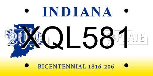XQL581 Indiana License Plate