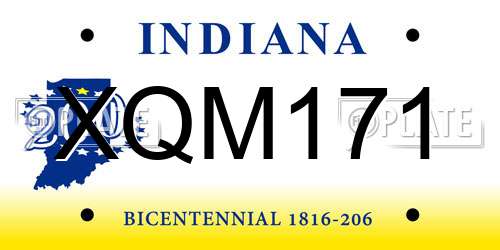 XQM171 Indiana License Plate