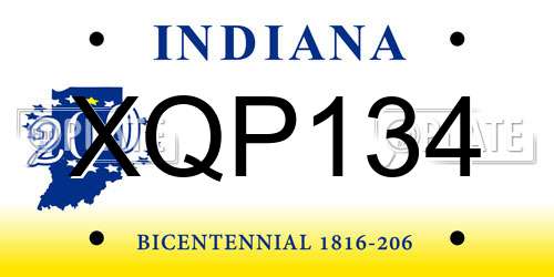XQP134 Indiana License Plate