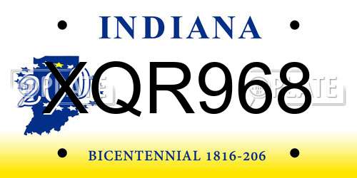XQR968 Indiana License Plate