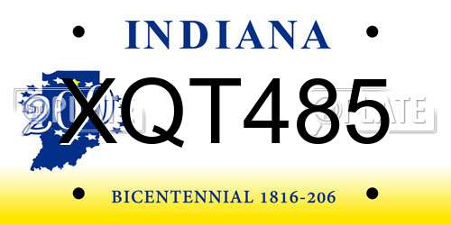 XQT485 Indiana License Plate