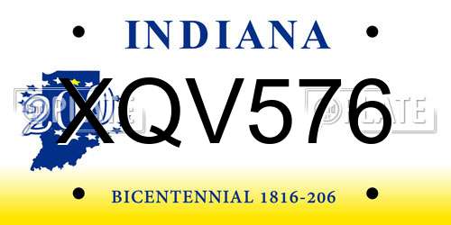 XQV576 Indiana License Plate