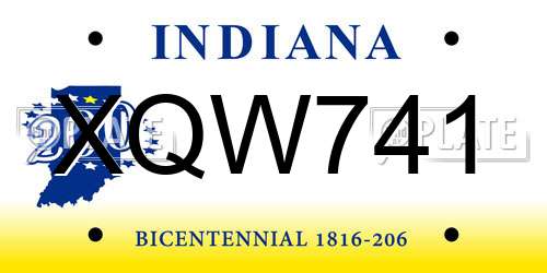 XQW741 Indiana License Plate