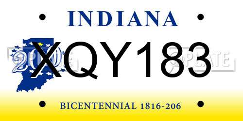 XQY183 Indiana License Plate