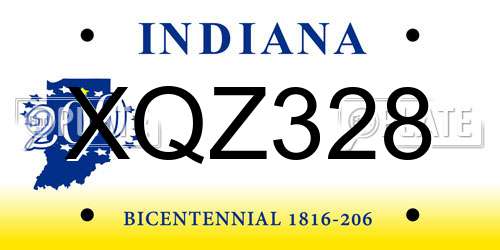 XQZ328 Indiana License Plate