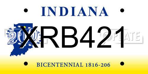 XRB421 Indiana License Plate