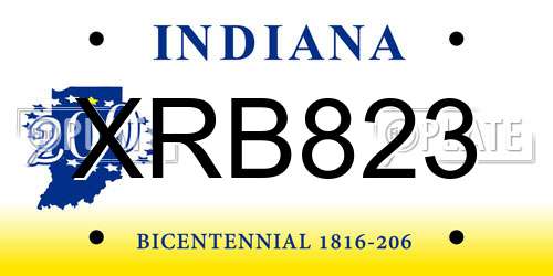 XRB823 Indiana License Plate