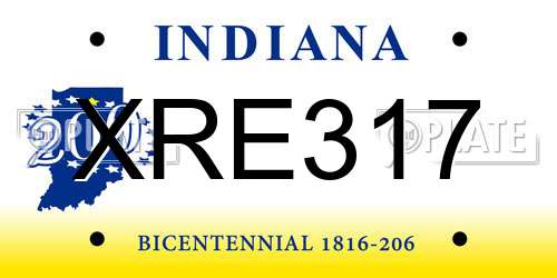 XRE317 Indiana License Plate