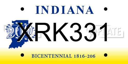 XRK331 Indiana License Plate